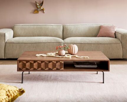 Table basse Fevo 115x60 cm acacia marron Pied-L