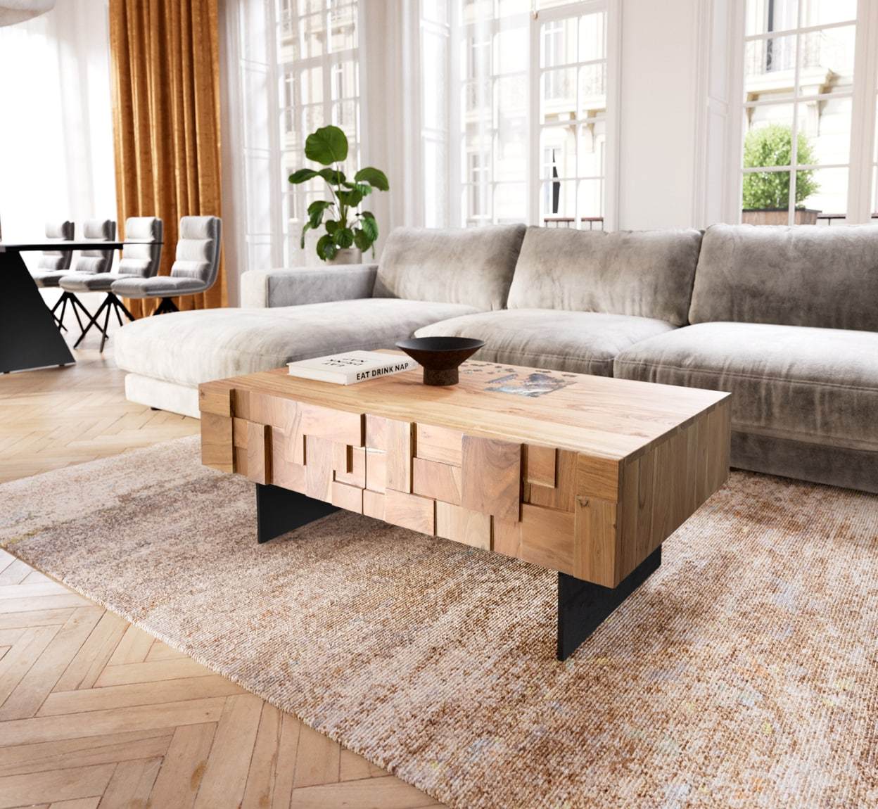 33564-couchtisch-puzzle-120-cm-akazie-natur-fuss-schwebend-metall-schwarz_10_1248x1150 Table-basse Puzzle 120 cm 4 tiroirs acacia naturel pied flottant métal noir